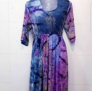 Foil Golden Print Dress